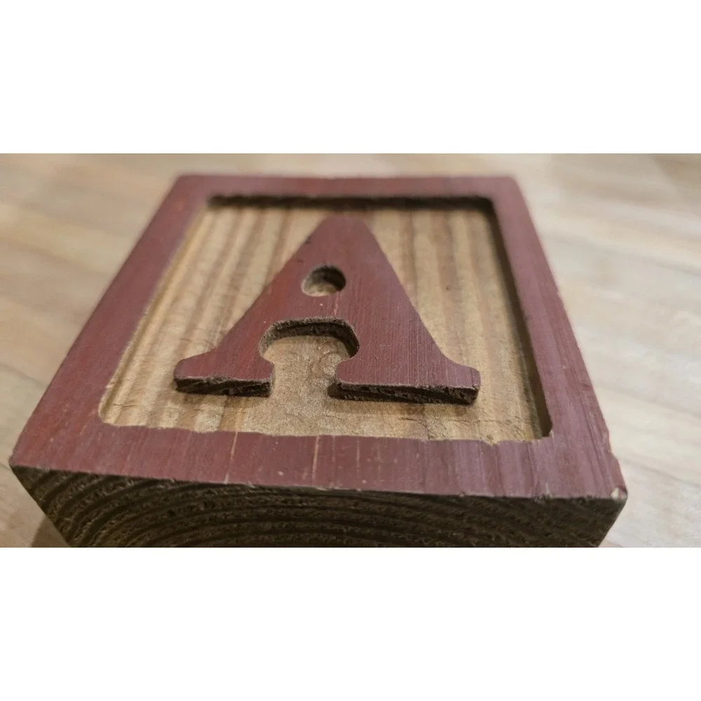 Vintage Year 1992 Alphabet Wood ABC Blocks Ornate Letter Decor Child's Room #149